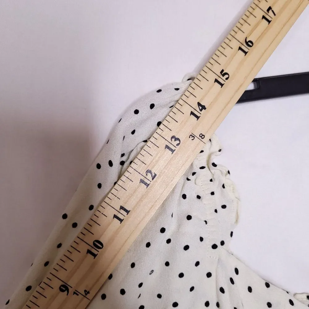 Reformation White Polka Dot Puff Sleeve Blouse